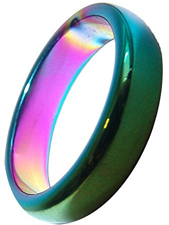 Hämatit Regenbogen Ring 6 mm Breite schöne schimmernde Regenbogen Farben verschiedene Größen. (54 mm)