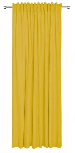 Rollmayer Vorhänge mit Tunnelband Kollektion Vivid (Gelb 5, 135x150 cm - BxH - 2 er Pack) Blickdicht Uni einfarbig Gardinen Schal für Schlafzimmer