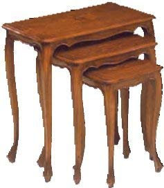 Tris Beistelltische – cm: L 58 T 34 H 58 cm – stapelbar mit Matroschka – Dekorationen im klassischen Stil – aus Nussbaum – 100 % Made in Italy – (DF18)