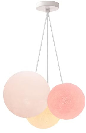 CREATIVECOTTON Dreistrahlige höhenverstellbare LED Hängelampe mit handgearbeiteten Kugeln aus Baumwolle (Harmony - 3-flammig)
