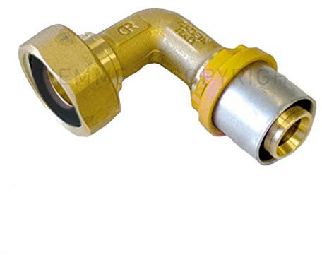 Raccordo A Pressare Curvo 16 X 3/4 Con Girello Per Multistrato Per Gas Tiemme