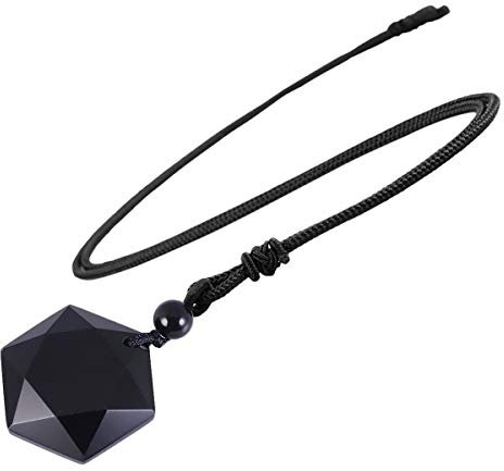 mookaitedecor Hexagram Merkaba Stein Anhänger Halskette für Frauen und Männer Amulette David Star Anhänger mit schwarzer Nylonkette verstellbar
