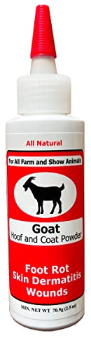 Four Oaks Farm Ventures, Goat Hoof & Coat Powder - Wound Care, Heals/Prevents Foot Rot, Skin Problems - All Natural, Non-Caustic, Easy to Use (2.5 oz)