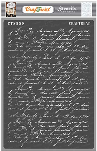 CrafTreat French Stencils for Furniture Painting Letters - French Script Stencil Size: A4 - French Style Stencils for Crafts Reusable Vintage Pattern - French Design Stencil for Painting on Wood