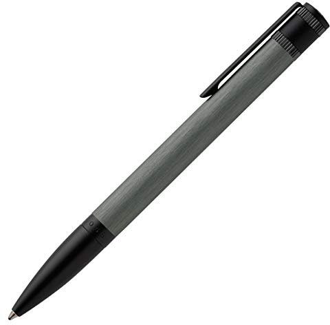 Hugo Boss Kugelschreiber Explore Brushed Grey in elegantem Grau und Schwarz, moderner Kugelschreiber in klassischem und abgerundetem Design, HST0034H, 1 Stück (1er Pack)
