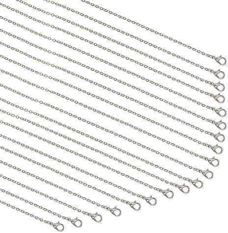 PH PandaHall 23.5 Inch Necklace Chain for Jewellery Making, Silver Plated Necklace Chains Bulk Link Necklace for Women Charms Pendant Necklace Jewellery Mothers Day Gifts, 20pcs, 60cm