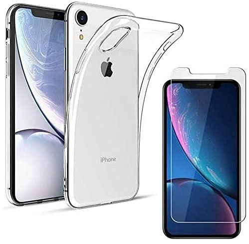 Little Boutik Coque Silicone Transparente + Verre Trempe pour iPhone XR