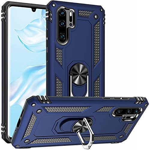 Fetrim Hülle für Huawei P30 PRO, doppellagig stoßfest Schutzhülle mit Drehring Ständer für Huawei P30 PRO Navy blau