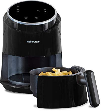 Mellerware - Freidora sin Aceite Crunchy! 1230W | 7 Programas Predefinidos | Temporizador Programable | Air Fryer 80-200 Grados | Diseño Compacto| 1,5L | Sin BPA/PFOA | Freidora Aire Digital | Black