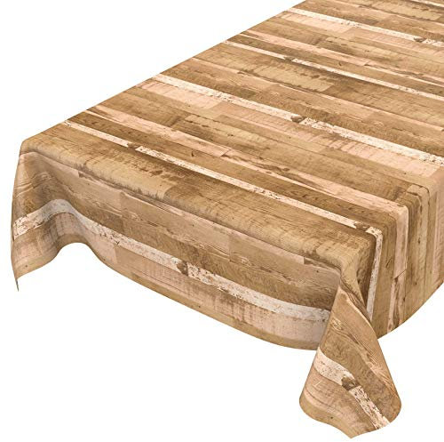 ANRO Abwaschbare Tischdecke ohne Einfassung – Holzoptik Hellbraun – pflegeleichtes Wachstuch rechteckig – für Innen- & Außenbereich 240 x 140 cm (Rechteckig)