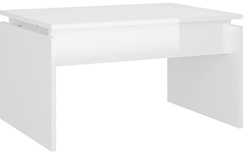 vidaXL Couchtisch Beistelltisch Wohnzimmertisch Kaffeetisch Sofatisch Teetisch Tisch Wohnzimmer Wohnzimmermöbel Hochglanz-Weiß 68x50x38cm Holzwerkstoff