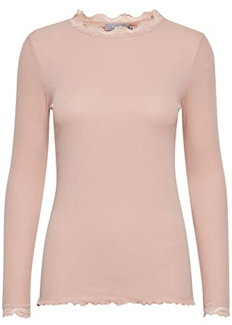 fransa FRHIZAMOND 8 Damen Longsleeve Langarmshirt Shirt Spitzendetails an den Ärmeln Saum Kragen Tight Fit mit Stretch