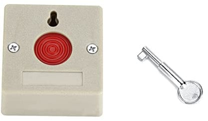 Mini Panic Button, DC 24V Wired Safe Hard Plastic Family Office Mini Emergency Alarm Security Panic Push Button with Restore Key for Home/Personal Attention Pager, Mini Panic Button Emergency Pan