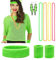 Humairc Karneval Kostüm Damen 80er Jahre Outfit Damen Mädchen Neon Netz Shirt Stirnband Armband Ohrringe Halskette 80er Jahre Accessoires Damen Party