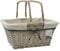 JVL Arianna Rectangular Willow Shopping Basket, Grey Wash