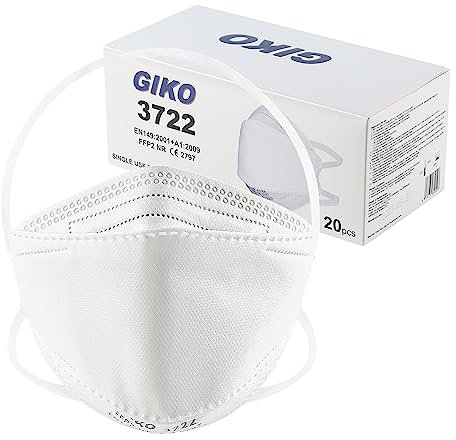 GIKO FFP2 Maske einzeln verpackt 20 stück weiß FFP2 Masken Fischform Kopfband Maske FFP 2 Gesichtsmasken