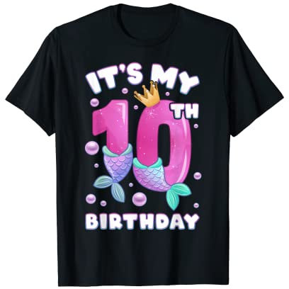 10. Geburtstag, Mädchen, Meerjungfrauenflosse, Nummer 10 T-Shirt