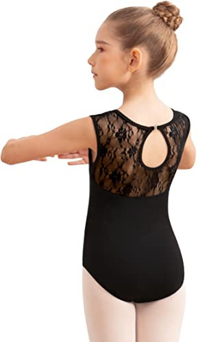 Mulnall Ballettanzug Mädchen Spitze Ärmellos Tanz Trikot für Ballett Langärmelig Turnanzug Tanz-Body aus Baumwolle Kinder Little Girls Gymnastik Trikot Dancewear(6036-06-XXL)