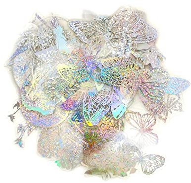 Andiker 135 Stück Holografische Aufkleber, Dekorative Scrapbooking Aufkleber Glänzende Selbstklebende Transparente Stickers für Scrapbook DIY Fotoalbum Laptops Dekor