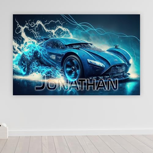 timalo® Robustes Gamerposter mit Namen personalisiert | Coole Gaming Wanddeko mit Gamer Bild für die Wand | Deko Poster XXL Wandbild | cyberpunk Auto Sportwagen | Motiv 69