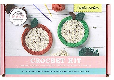 Docrafts Simply Make Crochet DIY Apple Fruit Coaster Hobby Craft Making Kit, Turn Your Hand To Crocheting Ideal For The Adult And Older Child, Makes A Great Gift For Beginner And Experienced Crafter