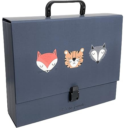 Interdruk - A4 Tierthema Heftbox mit Griff für Kinder - Ideal für Dokumente und Notizbücher - BeBe Friends B