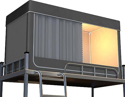 Leodun Bettzelt Twin – Sichtschutzzelt für Etagenbett, Tragbares Traumzelt, Atmungsaktiv Warm betthimmel für Innenbereich, Jungen und Mädchen Weihnachten Geburtstagsgeschenk,Beige,75L x 35W x 43H