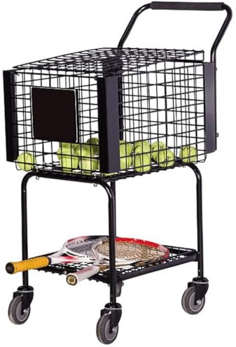 COYEUX Tennis Ball Hopper Basket, Hanging Metal Tennis Racquet and Tennis Ball Storage Basket Rack, Holds Up To 350 Tennis Balls, Collector Durable Convenient Trainer Box