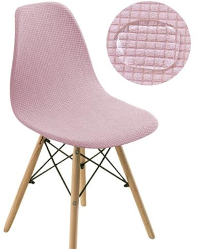 Chickwin Velluto Jacquard Coprisedie Scandinavo, Coprisedia a Conchiglia 1 2 4 6 Pezzi Coprisedia Elasticizzati Fodere per Sedie da Sala da Pranzo Fodere Coprisedia (6 Pezzi,Rosa)