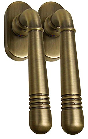 Fenstergriff Set 2 x FG Helena 1684 Messing brüniert Rasterolive Fensterbeschlag Drücker