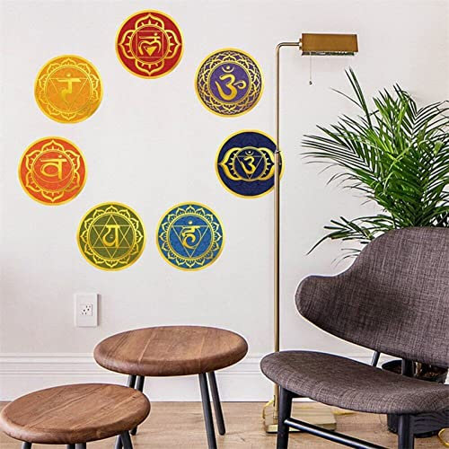 Sieben Chakra -wandaufkleber Buddhismus Kosmische Energiezentren Rund Vinylabziehbilder Wandhänge Yoga Meditation Aufkleber Raumkunstdekoration
