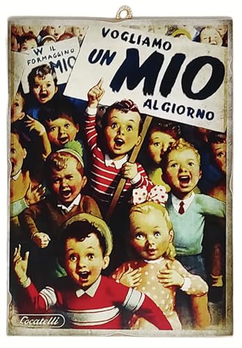 KUSTOM ART Wandbild Serie Old Werbung Vintage Retro Locatelli Formaggino Mio Druck auf Holz 25 x 18 cm