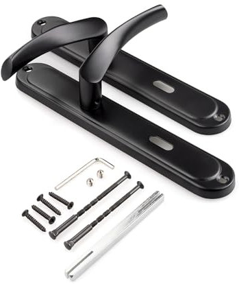 VERAMET® Türgriff set | Drückergarnitur für Zimmertüren Set | Türklinke für Zimmertür Bürotür | L-Form | Schwarz mat (BB - 90mm) Türklinken Innentüren - Türbeschlag