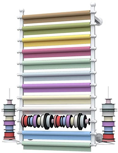 Wand-Geschenkpapier-Band-Organizer und Aufbewahrung für Geschenkeladen/Blumenladen, kommerzieller Mehrzweckständer mit Eisen-Finish, 120 cm hoch (Farbe: Weiß, Breite: 120 cm/47,2 Zoll breit)