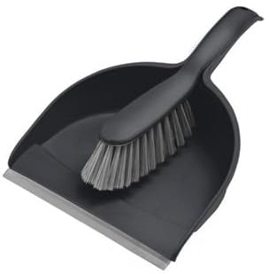 York Recogedor con Borde de Goma y Cepillo Gris Compacto