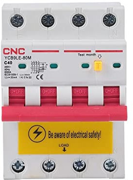 leaderss Interruttore Magnetotermico,Salvavita Interruttore differenziale 4P con Protezione da sovracorrente e dispersione 230V 30mA 6-80A(25A)