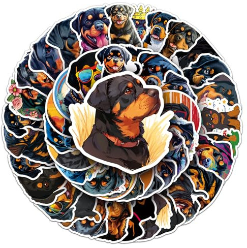 50 Stück Rottweiler Hund Aufkleber Auto Laptop Telefon Gitarre Skateboard Motorrad Fahrrad Rottweiler Stickers Set Vinyl Wasserdicht Aesthetic Aufkleber für Jugendliche Kinder Erwachsene