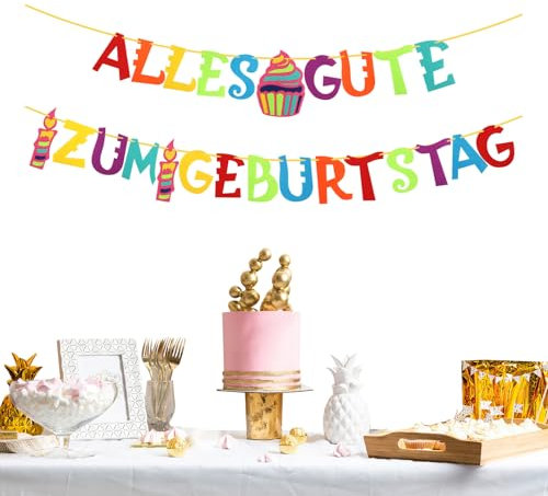 Geburtstagsgirlande, Alles Gute zum Geburtstag Girlande Filz, Happy Birthday Banner Bunt für Erwachsene Kinder Geburtstagsfeier Dekorationen