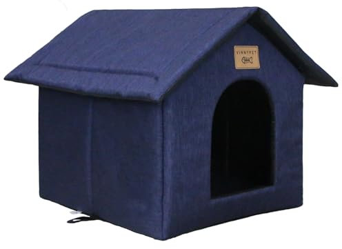 Vinnypet Niche d'extérieur pour Chat Maison avec Coussin Résistante à l'hiver Imperméable Maison Pliante Portable pour Chats Sauvages pour Animaux Domestiques Errants 45x40x45cm