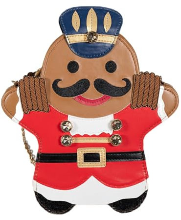 Norman Nutcracker Handbag by Jinglebags - Small Faux Leather Christmas Handbag with Custom Chain for Christmas Parties and Seasonal Events