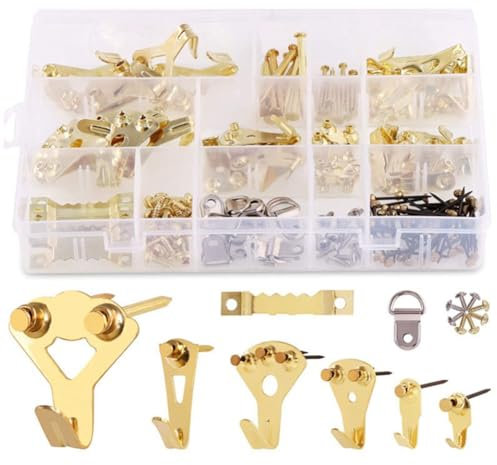 LOLPALONE Kit de para cuadros de 160 piezas para colgar cuadros resistentes, para marcos con clavos para rígidas,