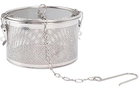 Akozon Cesta de remojo ajustable, infusor de especias para guisos, colador de sopa, filtro de té de hierbas, para caldos y adobos (diámetro de 16 cm)