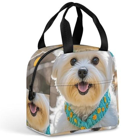 Schöne isolierte Lunchtasche für Erwachsene, Motiv: Malteser-Hund, klein, auslaufsicher, Kühlbox, Lunch-Behälter, hohe Kapazität, Lunch-Tasche für Büro, Arbeit, Reisen, Outdoor