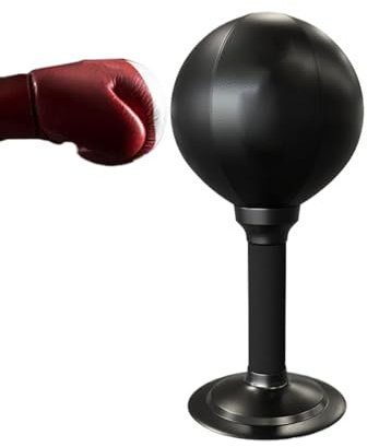 Desktop Boxing Toy | Office Stress Reliever | Leather Punch Bag | Portable Boxing Bag | Desk Fitness Gear | Punch Training Kit | Home Workout Gadget for Work, Counters, Walls