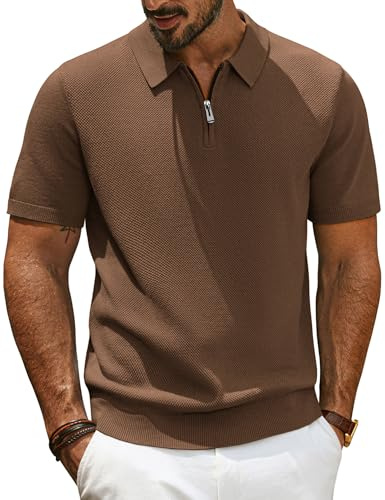 PJ PAUL JONES Polo da uomo a maniche corte con cerniera casual estiva T-Shirt