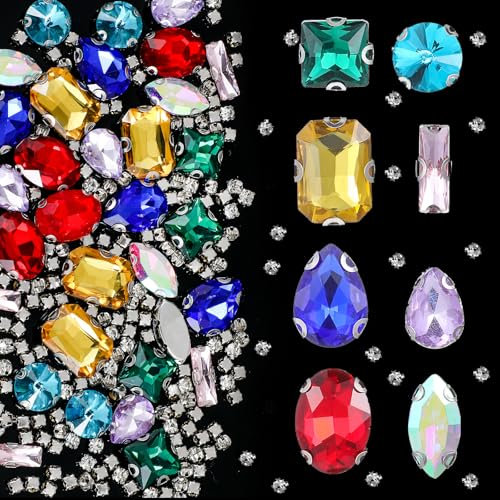 240 Stück Glas Strasssteine Strasssteine Zum Aufnähen Strasssteine Für Textilien Glitzersteine Weiß Flache Rückseite Kristall Schmucksteine Diamant Strasssteine Nähen Edelsteine Krappenfassung (Farbe)