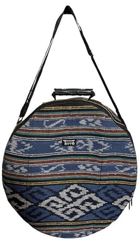 Terré Shamandrum Tasche aus Ikat BLAU Ø 45 cm für Schamanentrommel Rahmentrommel - im MYSEVENDO Set - Rund Ritual Drum Trageriemen