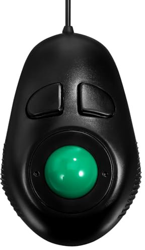 KONTONTY Souris Mini Trackball Filaire USB Conception Portable et Ergonomique pour Ordinateur et Portable Défilement par Pouce Noir