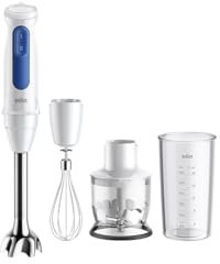 Braun Stabmixer MultiQuick 3 MQ 30202 M - Elektrischer Stabmixer mit PowerBell VPlus Technologie, 2 Geschwindigkeiten, EasyClick Plus System, 3-teiliges Zubehör-Set, 900 Watt, Weiß