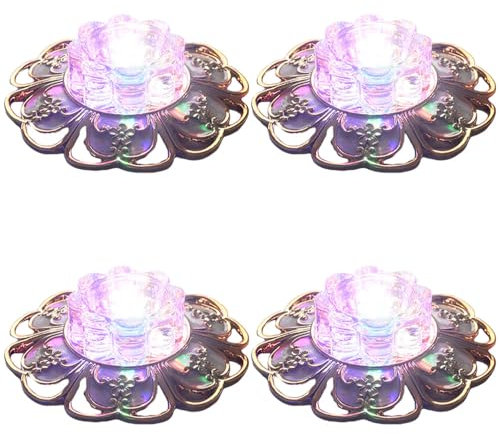WLBHWL Paquete De 4 Downlight Empotrado LED De Cristal Y Resina De 7 Pulgadas con Borde Deflector, Lámpara De Techo Regulable De 10 W En Forma De Pétalo, Luces De Colores Que Cambian para Interiores
